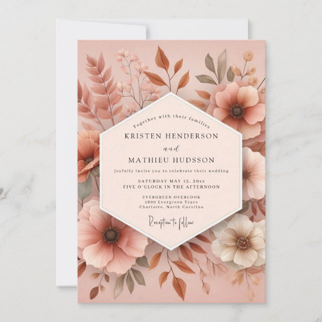 Terracotta Boho Bloom Wedding Invitation (Front)