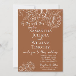Terracotta Boho Botanical Floral Modern Wedding Invitation