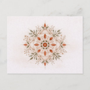 Terracotta Boho Botanical Mandala Watercolor Postcard