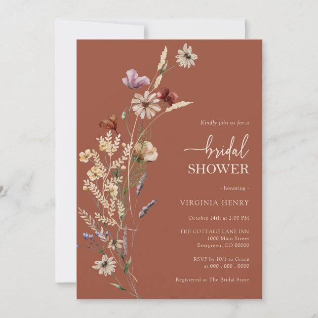 Terracotta Boho Bridal Shower Invitation (Front)