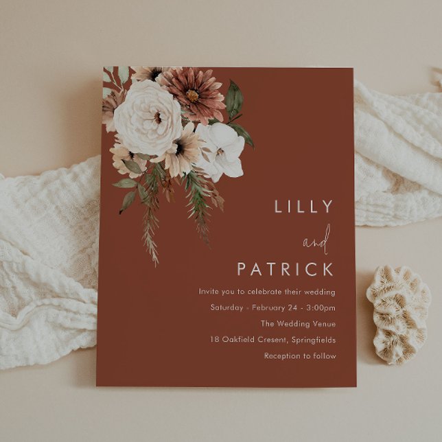 Terracotta Boho Budget Wedding Invitation (Creator Uploaded)