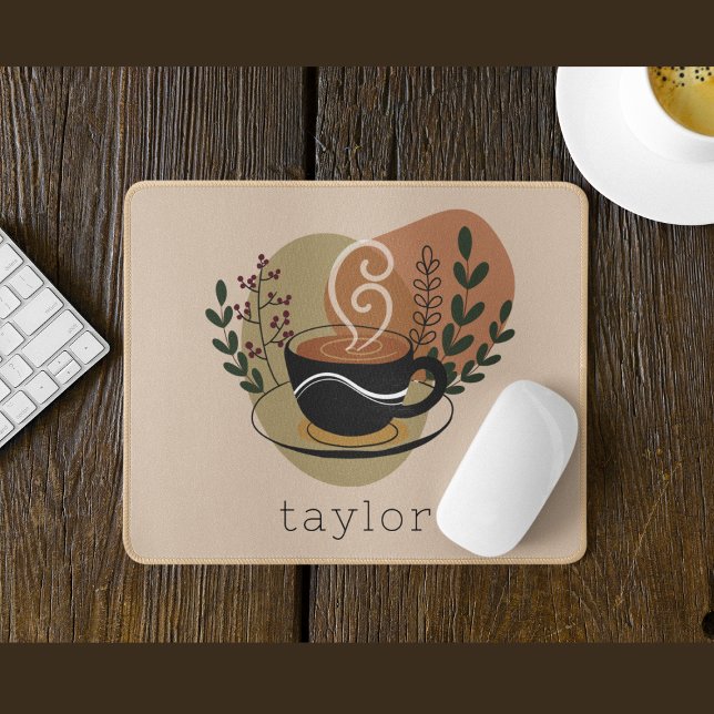 Terracotta Boho Coffee Themed Personalised  Mouse Mat (Creator Uploaded)