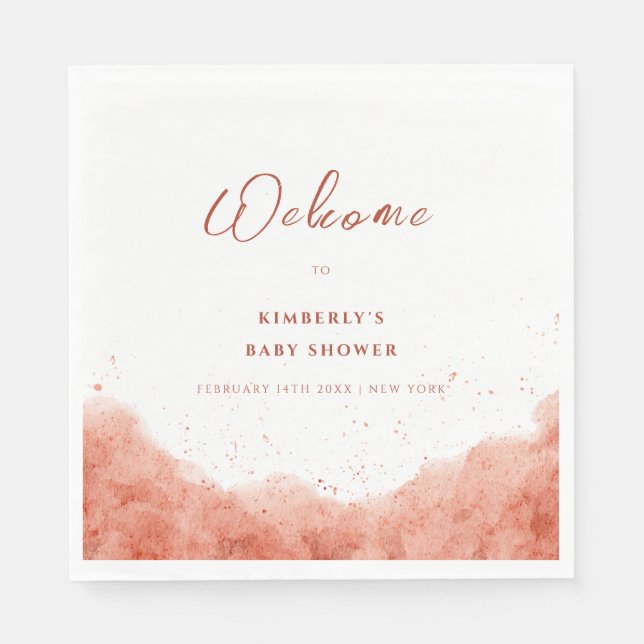 Terracotta Boho Desert Baby Shower Welcome  Napkin (Front)