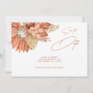 Terracotta Boho Dried Floral Pampas Save The Date