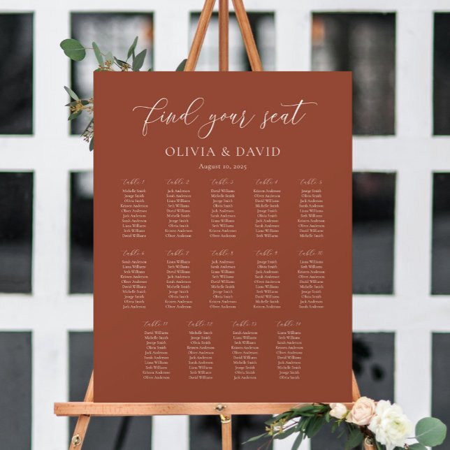 Terracotta Boho Elegant 14 table Seating Chart (Creator Uploaded)