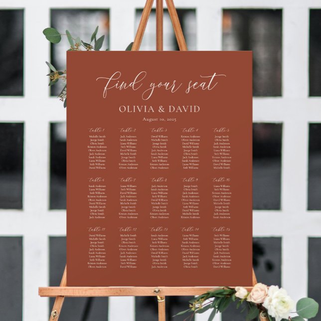 Terracotta Boho Elegant 15 table Seating Chart (Creator Uploaded)