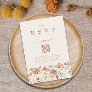 Terracotta Boho Fall Floral Meal Options RSVP Card
