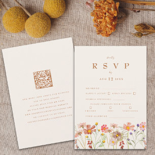 Terracotta Boho Fall Floral Meal Options RSVP Card