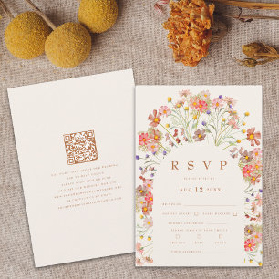 Terracotta Boho Fall Floral Meal Options RSVP Card