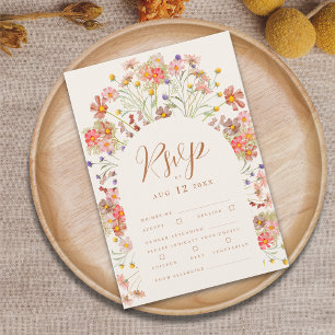 Terracotta Boho Fall Floral Meal Options RSVP Card
