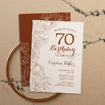 Terracotta Boho Floral 70th Birthday Party Invitation<br><div class="desc">Terracotta Boho Floral 70th Birthday Party Invitation. Minimalist modern design featuring botanical outline drawings accents and typography script font. Simple trendy invite card perfect for a stylish female bday celebration. Can be customised to any age. Printed Zazzle invitations or instant download digital printable template.</div>