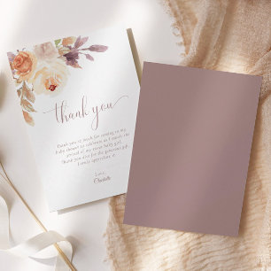 Terracotta Boho Floral Baby Shower Thank You Card