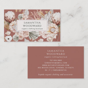 Terracotta Boho Floral Clothing Branding Business Card