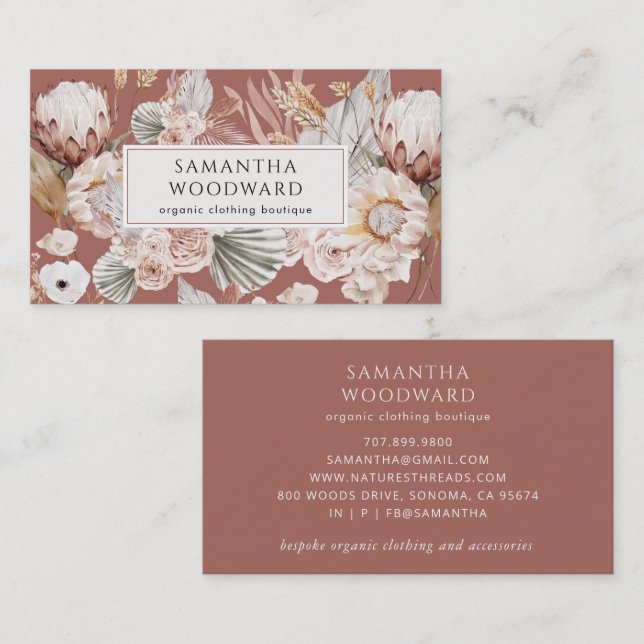 Terracotta Boho Floral Clothing Branding Business Card (Front/Back)