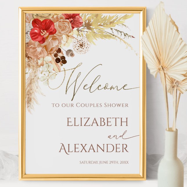Terracotta Boho Floral Couples Shower Welcome Sign (Creator Uploaded)