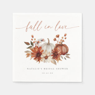 Terracotta Boho Floral Fall in Love Bridal Shower Napkin