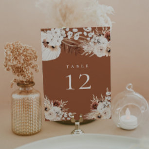 Terracotta Boho Floral Table Number