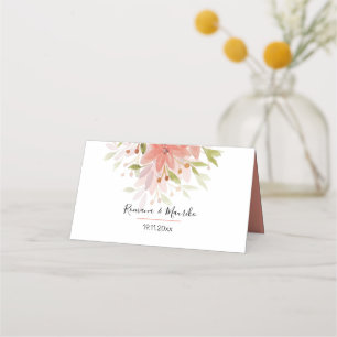 Terracotta Boho Floral Watercolor Art Place Card