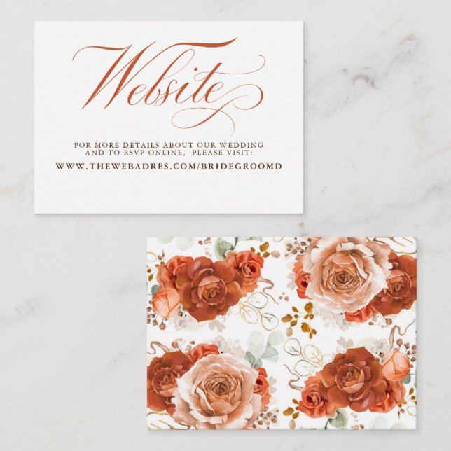 Terracotta Boho Floral Wedding Details Enclosure Card (Front/Back)