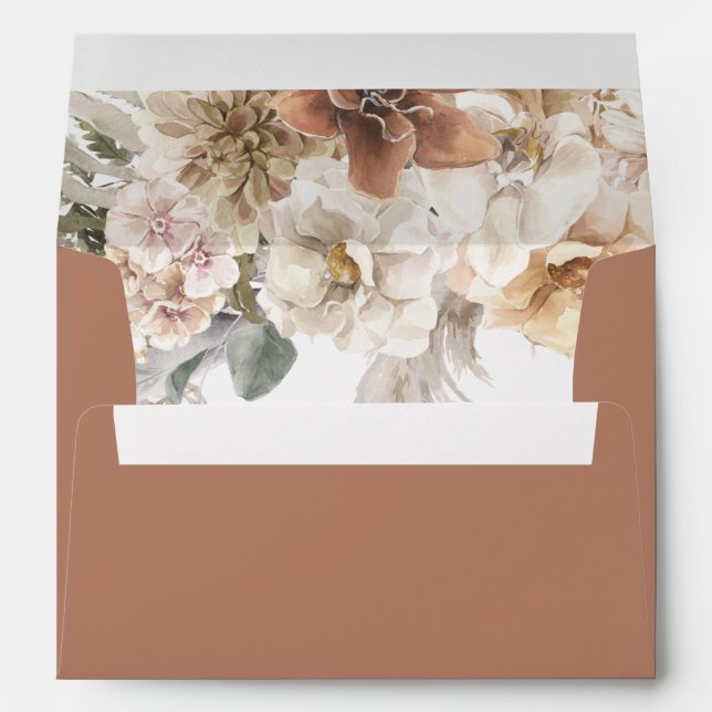 Terracotta Boho Floral Wedding Invitation Envelope (Back (Bottom))