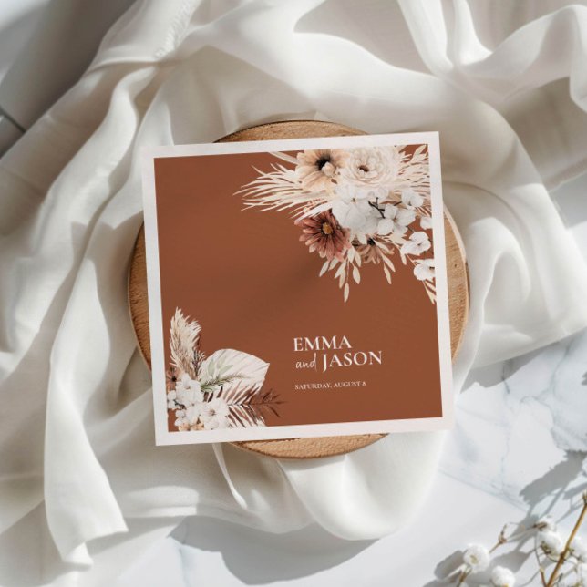 Terracotta Boho Floral Wedding Napkins (Creator Uploaded)