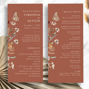 Terracotta Boho Floral Wedding Programme