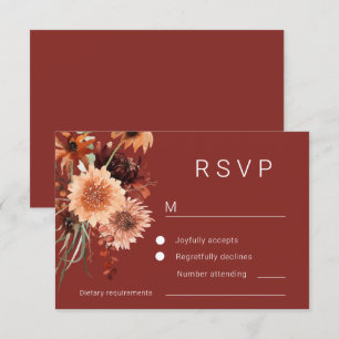 Terracotta Boho Floral Wedding RSVP Card