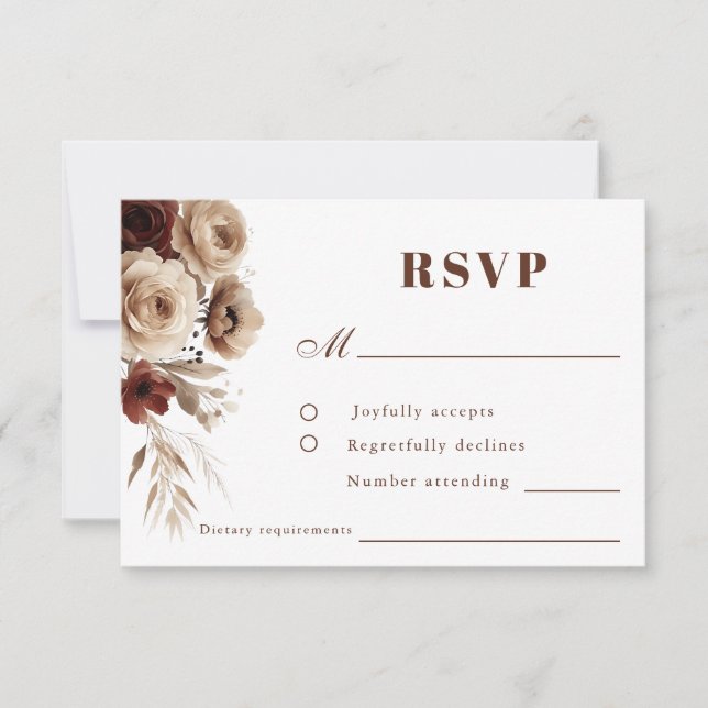 Terracotta Boho Floral Wedding RSVP Card (Front)