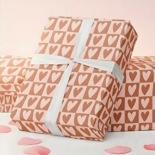 Terracotta Boho Hearts Valentine’s Wrapping Paper