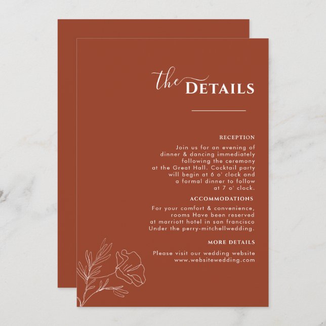 Terracotta Boho Itinerary, Rust Wedding Program Invitation (Front/Back)