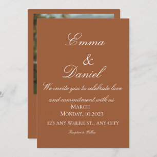 Terracotta Boho Minimal Photo Wedding Invitation