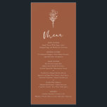 Terracotta Boho Minimalist Botanicals Wedding Menu<br><div class="desc">Add these customisable botanical minimalist menu cards to your event's tablescape. It features a modern floral bouquet line with whimsical calligraphy. Personalise this boho menu card by adding names,  dates and meal choices. This terracotta menu card is perfect for weddings,  baby showers,  bridal showers,  birthdays,  and so much more.</div>