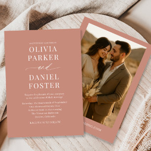 Terracotta Boho Minimalist Photo Wedding Invitation