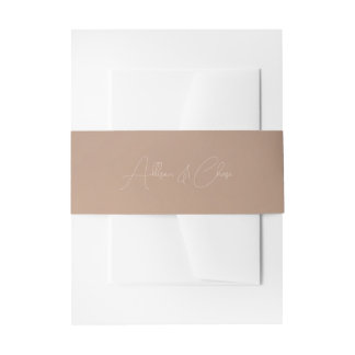 Terracotta Boho Minimalist Wedding Invitation Belly Band