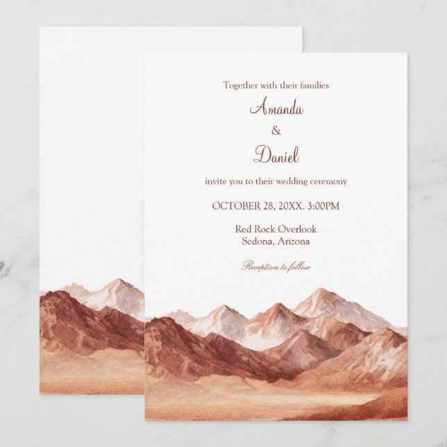 Terracotta Boho Mountain Southwest Wedding  Invitation