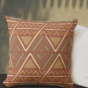 Terracotta Boho Mud Cloth Pattern  Cushion