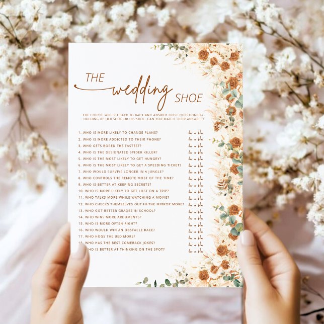 Terracotta Boho Pampas Floral Wedding Shoe Game  (Creator Uploaded)