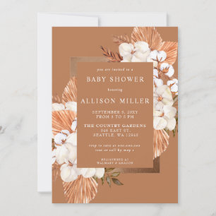 Terracotta Boho Pampas Gender Neutral Baby Shower Invitation