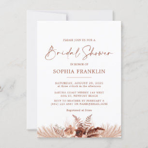 Terracotta Boho Pampas Grass Bridal Shower Invitation
