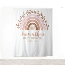 Terracotta Boho Rainbow Baby Shower Backdrop