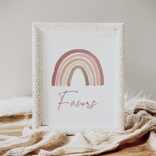 Terracotta Boho Rainbow Baby Shower Favours Sign