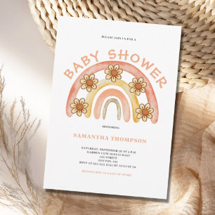Terracotta Boho Rainbow Baby Shower Invitation