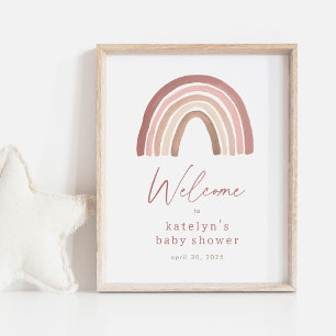 Terracotta Boho Rainbow Baby Shower Welcome Sign