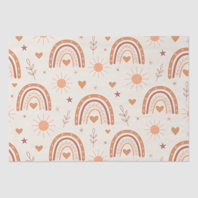 Terracotta  boho rainbow pattern   tissue paper (Front)