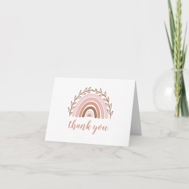Terracotta Boho Rainbow Thank You Card (Front)