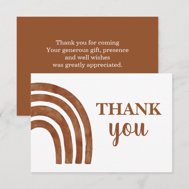 Terracotta Boho Rainbow thank you Note Card (Front/Back)