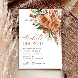 Terracotta Boho Rose Floral Bridal Shower Invitation