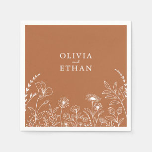 Terracotta, Boho, Rustic Floral Wedding Napkins
