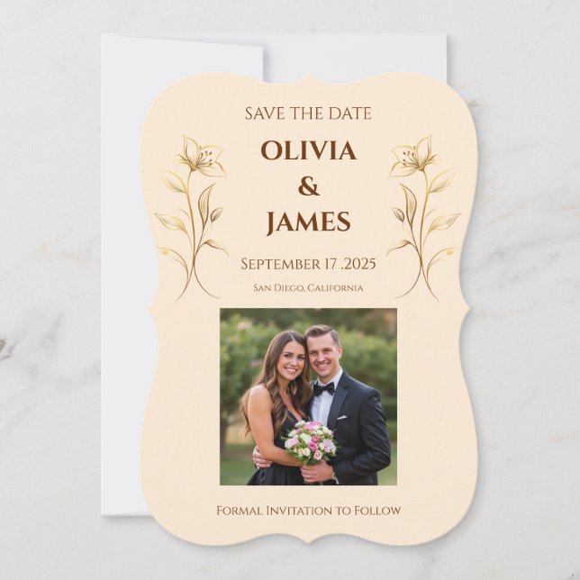 Terracotta Boho Save the Date Card  for wedding (Front)