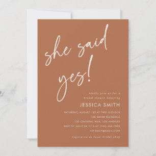 Terracotta Boho She Said Yes Bridal Shower Invitation